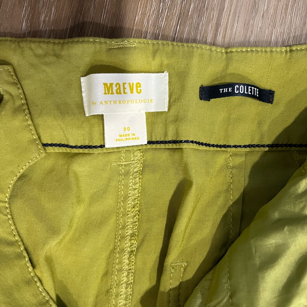 Anthropologie Maeve The Colette Wide Leg Full Length Pants Size 30 Lime Green - Picture 7 of 8